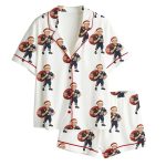 Drake Maye Patriots Football Christmas Satin Pajama Set