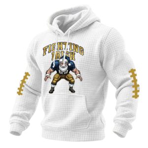 Fighting Irish Football Christmas Print Checkered Fabric Hoodie 2