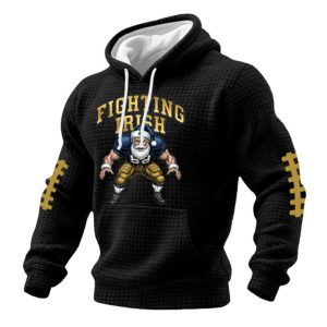 Fighting Irish Football Christmas Print Checkered Fabric Hoodie 3