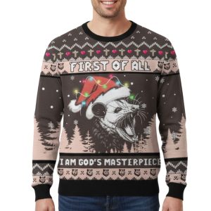 First Of All I Am God's Masterpiece Ugly Christmas Sweater 1 First Of All I Am God's Masterpiece Ugly Christmas Sweater 2