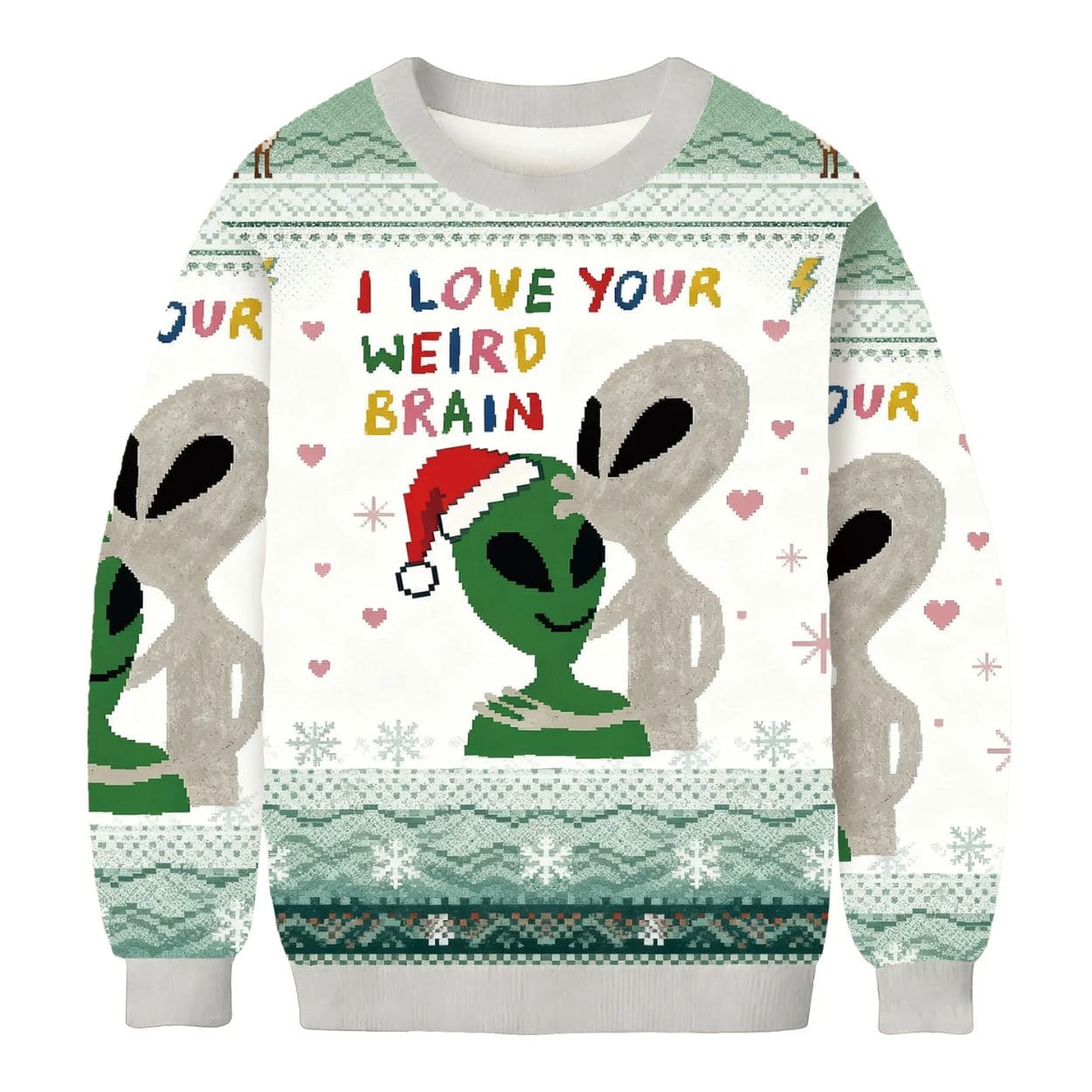 Funny Aliens With I Love Your Weird Brain Christmas Ugly Sweater Funny Aliens With I Love Your Weird Brain Christmas Ugly Sweater