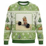 Funny Cute Rat Weightlifting Meme Christmas Ugly Sweater