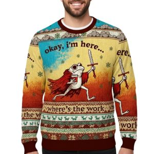 Funny Frog Worker Christmas Ugly Sweater 1