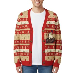Funny Smoking Cat Meme Ugly Cardigan Sweater 1