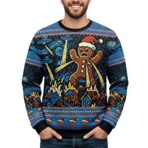 Gingerbread Man Causes Disruption Christmas Ugly Sweater 1 Gingerbread Man Causes Disruption Christmas Ugly Sweater 1