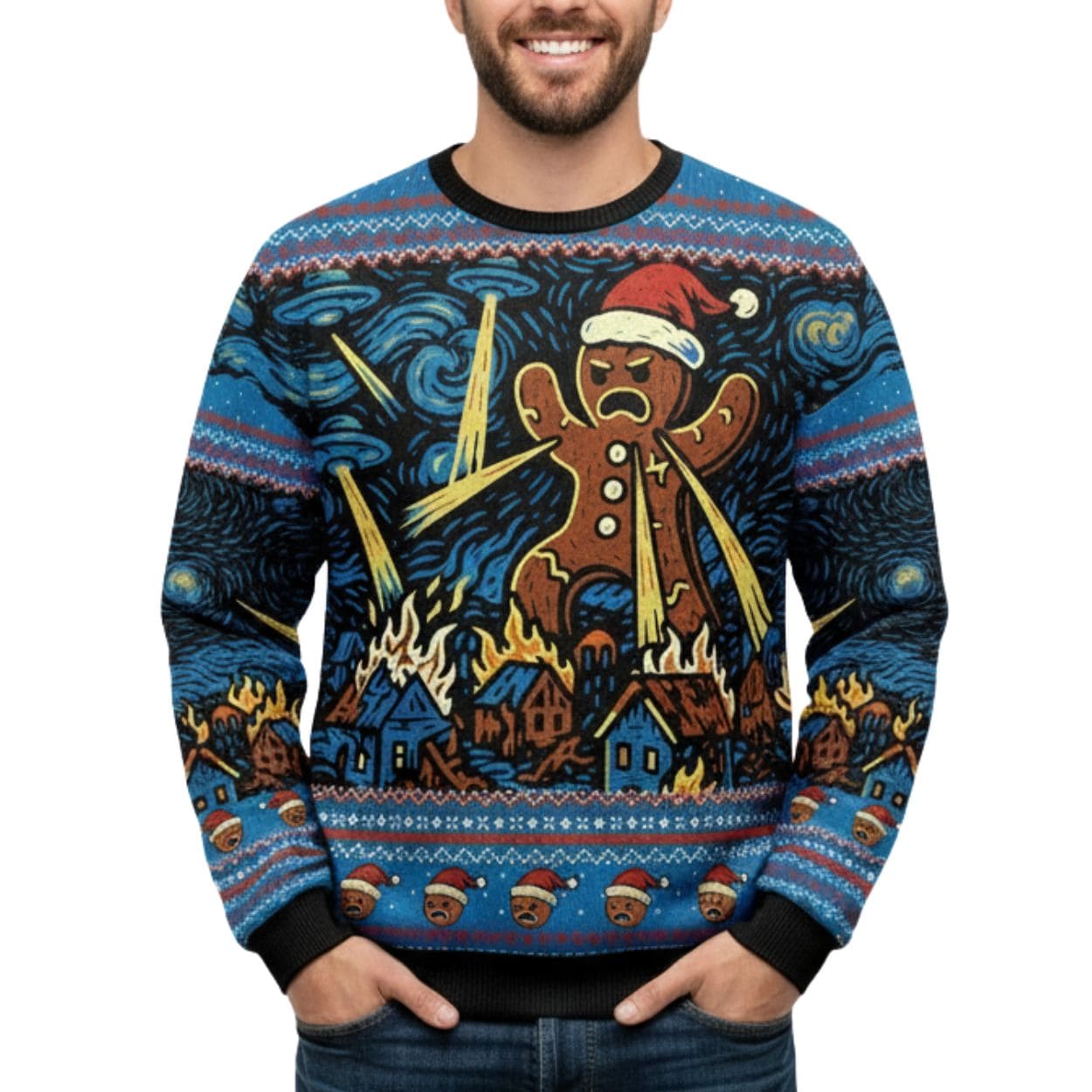 Gingerbread Man Causes Disruption Christmas Ugly Sweater Gingerbread Man Causes Disruption Christmas Ugly Sweater