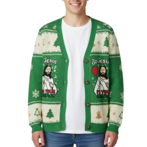 Go Jesus It's Your Birthday Funny Ugly Cardigan Sweater 2 Go Jesus It's Your Birthday Funny Ugly Cardigan Sweater 1