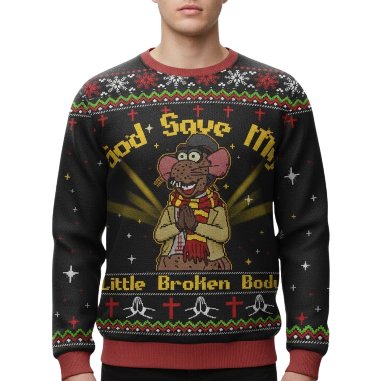 God Save My Little Broken Body Ugly Christmas Sweater God Save My Little Broken Body Ugly Christmas Sweater
