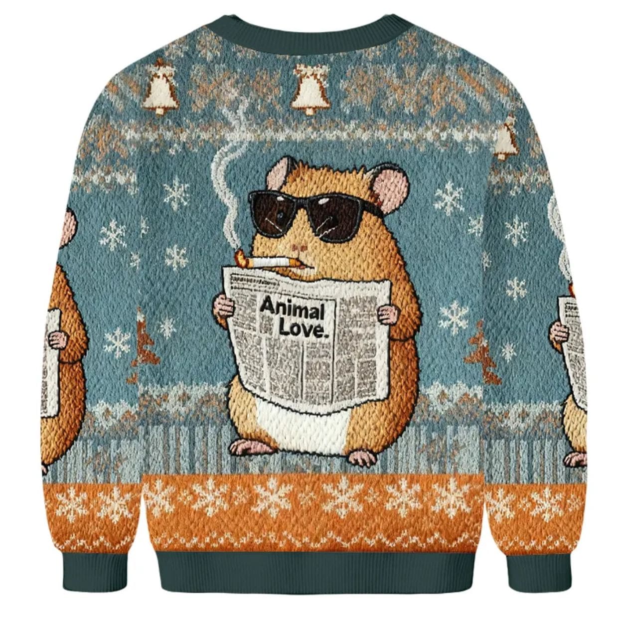 Hamster Reading Newspaper And Smoking Christmas Ugly Sweater Hamster Reading Newspaper And Smoking Christmas Ugly Sweater