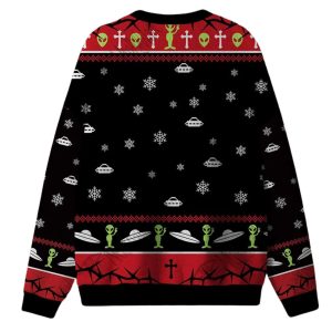 Help Me You Idiots The Aliens Are Taking Me Ugly Christmas Sweater 1