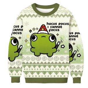 Hocus Pocus I Cannot Focus Funny Frog Christmas Ugly Sweater