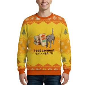 I Eat Cement Yellow Christmas Ugly Sweater 1 I Eat Cement Yellow Christmas Ugly Sweater