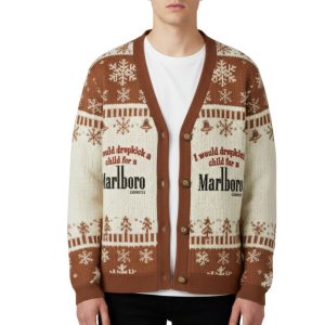 I Would Dropkick A Child For A Marlboro Ugly Cardigan Sweater 1