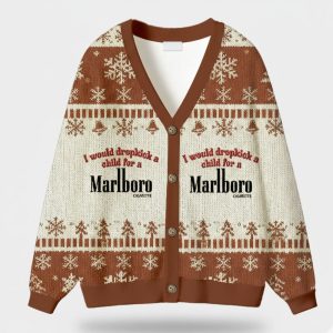 I Would Dropkick A Child For A Marlboro Ugly Cardigan Sweater 2