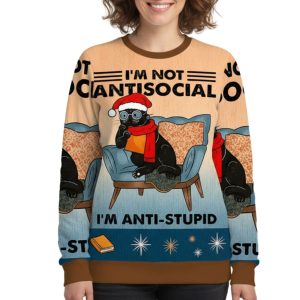 I'm Not Antisocial Cat Meme Christmas Ugly Sweater 1 I'm Not Antisocial Cat Meme Christmas Ugly Sweater 1