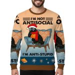 I'm Not Antisocial Cat Meme Christmas Ugly Sweater
