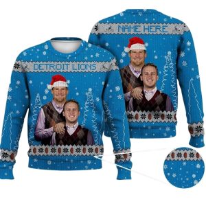 Jared Goff Dan Campbell Detroit Football Ugly Christmas Sweater