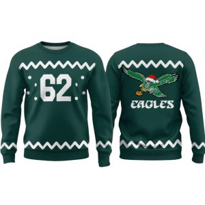 Jason Kelce 62 Eagles Christmas Sweatshirt 1