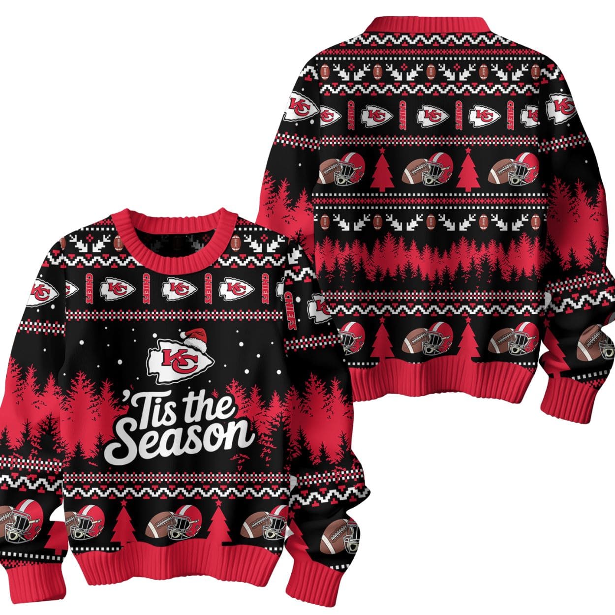 KC Chiefs Tis The Season Christmas Ugly Sweater KC Chiefs Tis The Season Christmas Ugly Sweater