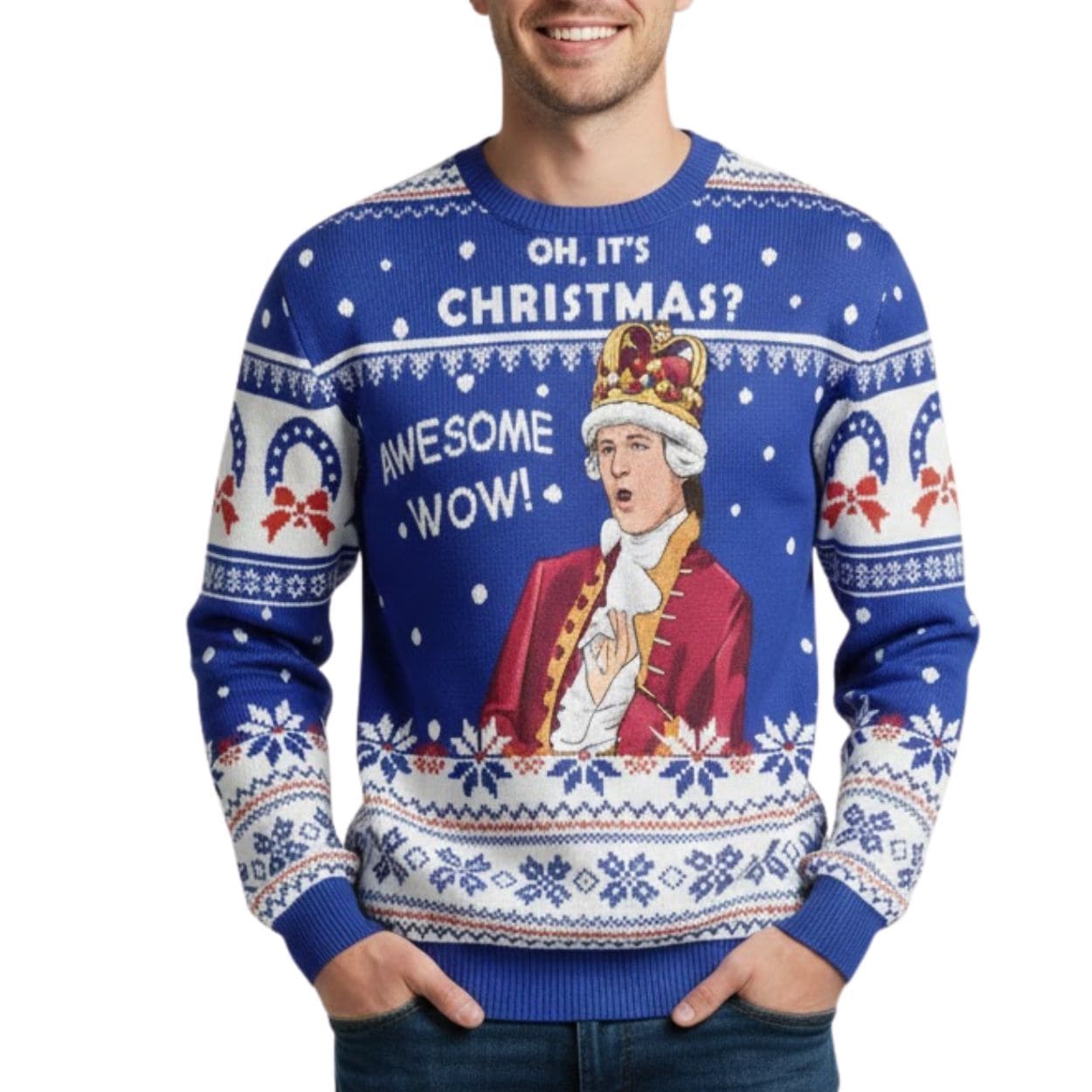 King George Oh It’s Christmas Awesome Wow Ugly Sweater King George Oh It’s Christmas Awesome Wow Ugly Sweater