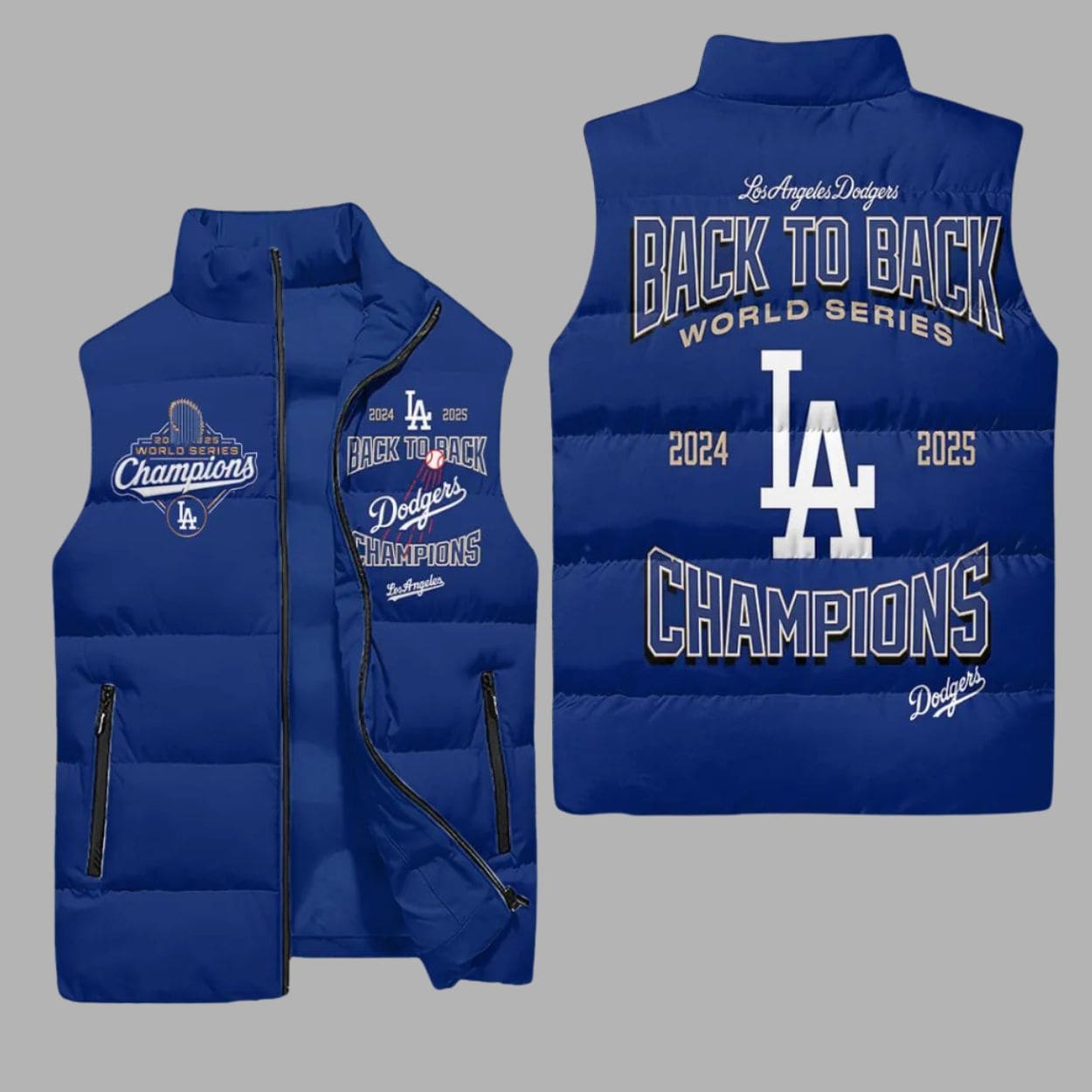 LA Dodgers Back-To-Back World Series Champions 2024-2025 Puffer Vest LA Dodgers Back-To-Back World Series Champions 2024-2025 Puffer Vest