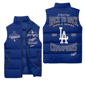 LA Dodgers Back To Back World Series Champions 2024 2025 Puffer Vest