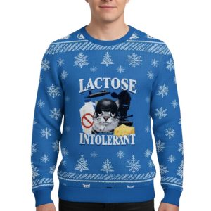 Lactose Intolerant Funny Cat Meme Christmas Ugly Sweater 1