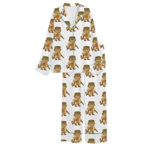 Litter's Full Funny Cat Christmas Satin Pajama Set 1