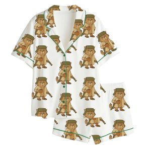 Litter's Full Funny Cat Christmas Satin Pajama Set