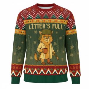 Litter's Full Funny Cat Christmas Ugly Sweater 1