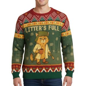 Litter's Full Funny Cat Christmas Ugly Sweater 2