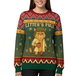 Litter's Full Funny Cat Christmas Ugly Sweater