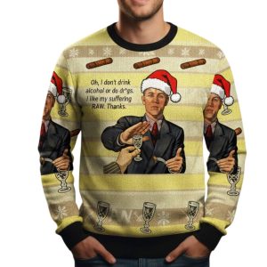 Man Rejecting Drink With I Like My Suffering RAW Christmas Ugly Sweater 1 Man Rejecting Drink With I Like My Suffering RAW Christmas Ugly Sweater 1
