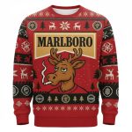 Marlboro Reindeer Smoking Cigarette Christmas Ugly Sweater