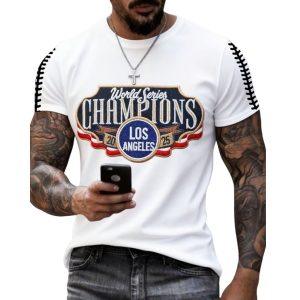 Men's Dodgers Baseball World Series Champions 2025 Print Casual T Shirt