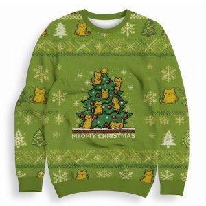 Meowy Christmas Cat Christmas Tree Ugly Christmas Sweater 2