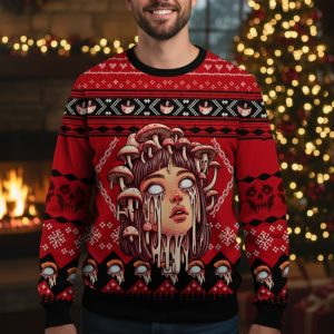 Mushroom Girl Ugly Christmas Sweater