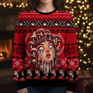 Mushroom Girl Ugly Christmas Sweater