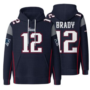 New England Football Brady 12 Waffle Hoodie 1
