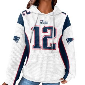 New England Football Brady 12 Waffle Hoodie 2