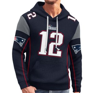 New England Football Brady 12 Waffle Hoodie 3