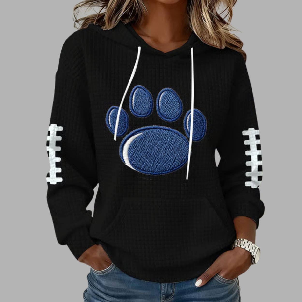 Nittany Lions Football Print Waffle Fabric Hoodie Nittany Lions Football Print Waffle Fabric Hoodie
