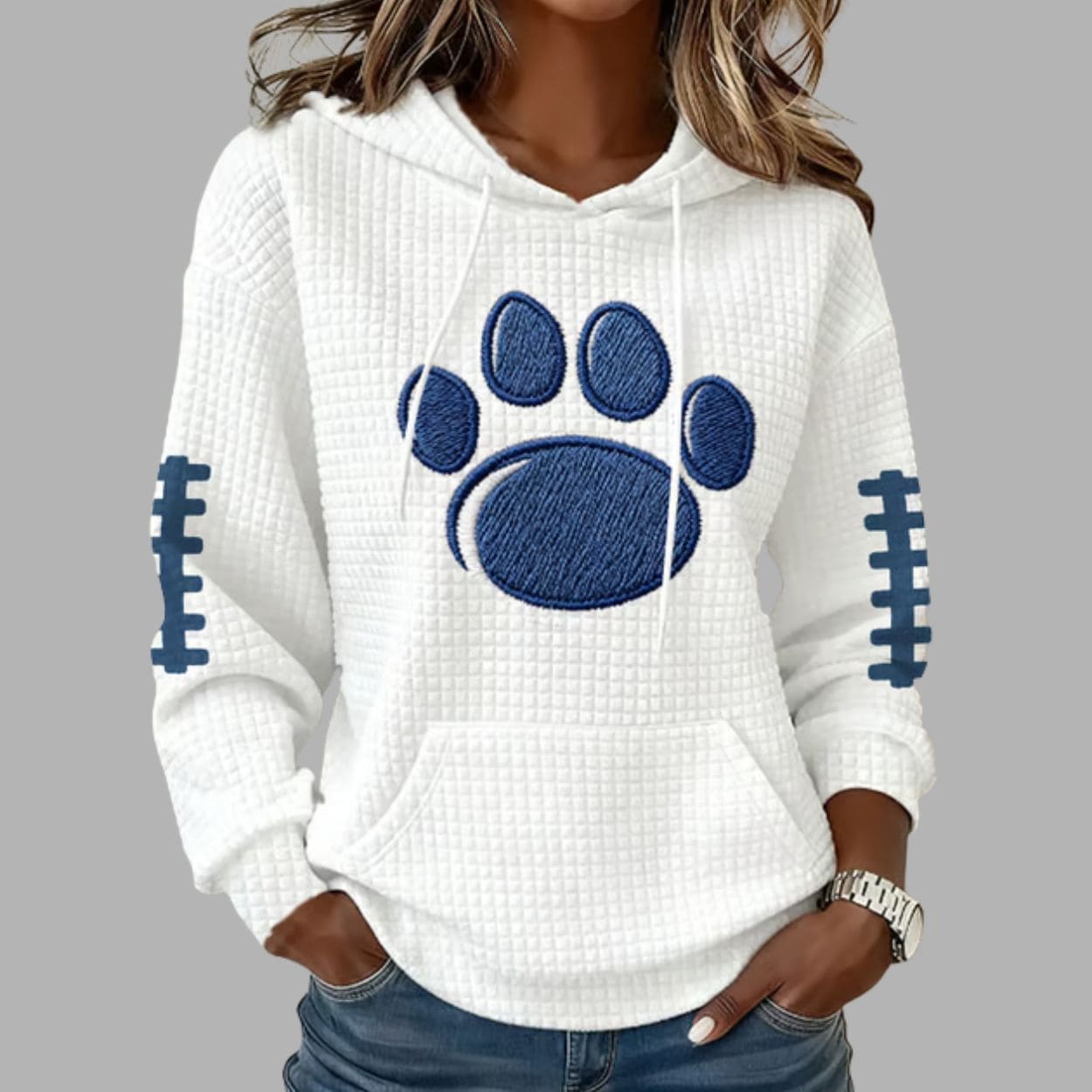 Nittany Lions Football Print Waffle Fabric Hoodie Nittany Lions Football Print Waffle Fabric Hoodie