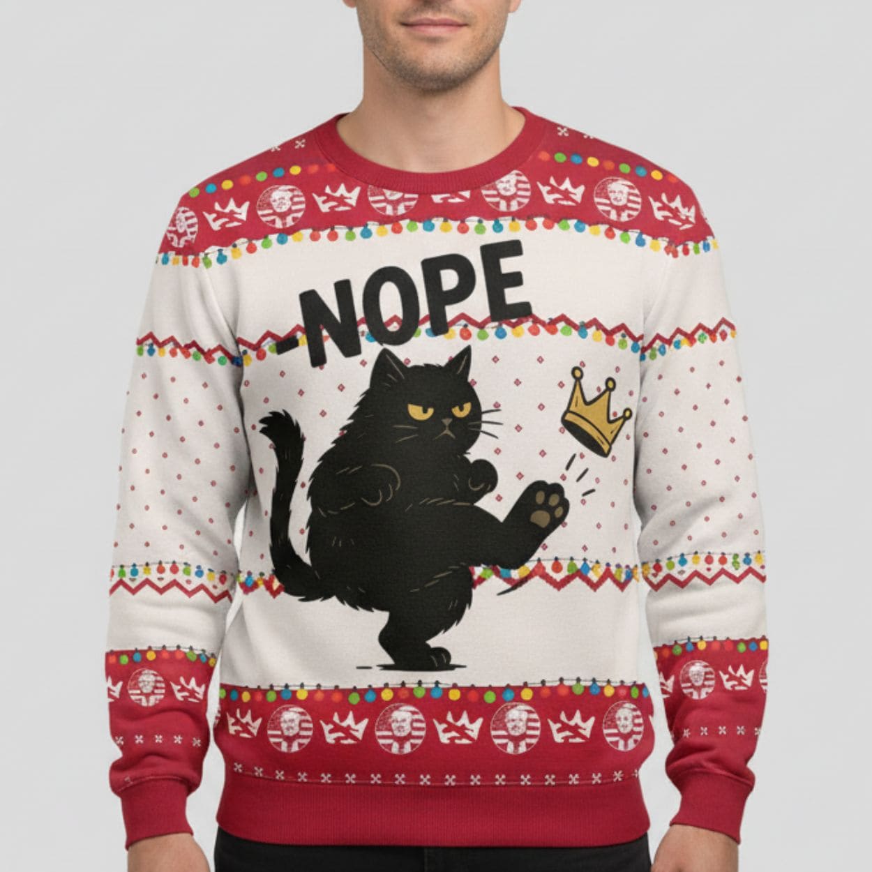 No Kings in America Black Cat Ugly Sweater No Kings in America Black Cat Ugly Sweater