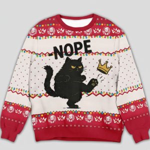No Kings in America Black Cat Ugly Sweater