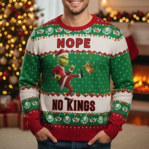Nope No Kings Grnch Ugly Christmas Sweater
