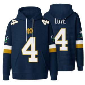 Notre Dame Football Love 4 Waffle Hoodie 1