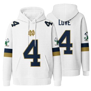 Notre Dame Football Love 4 Waffle Hoodie 2