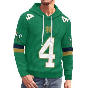 Notre Dame Football Love 4 Waffle Hoodie 3