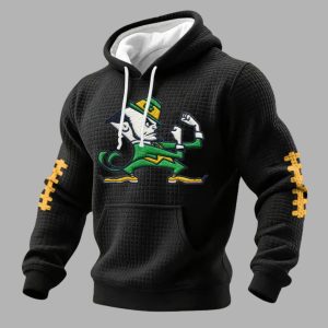 Notre Dame Football Print Waffle Fabric Hoodie